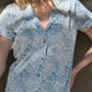 Blue Tropical Women's Button Up Pajamas