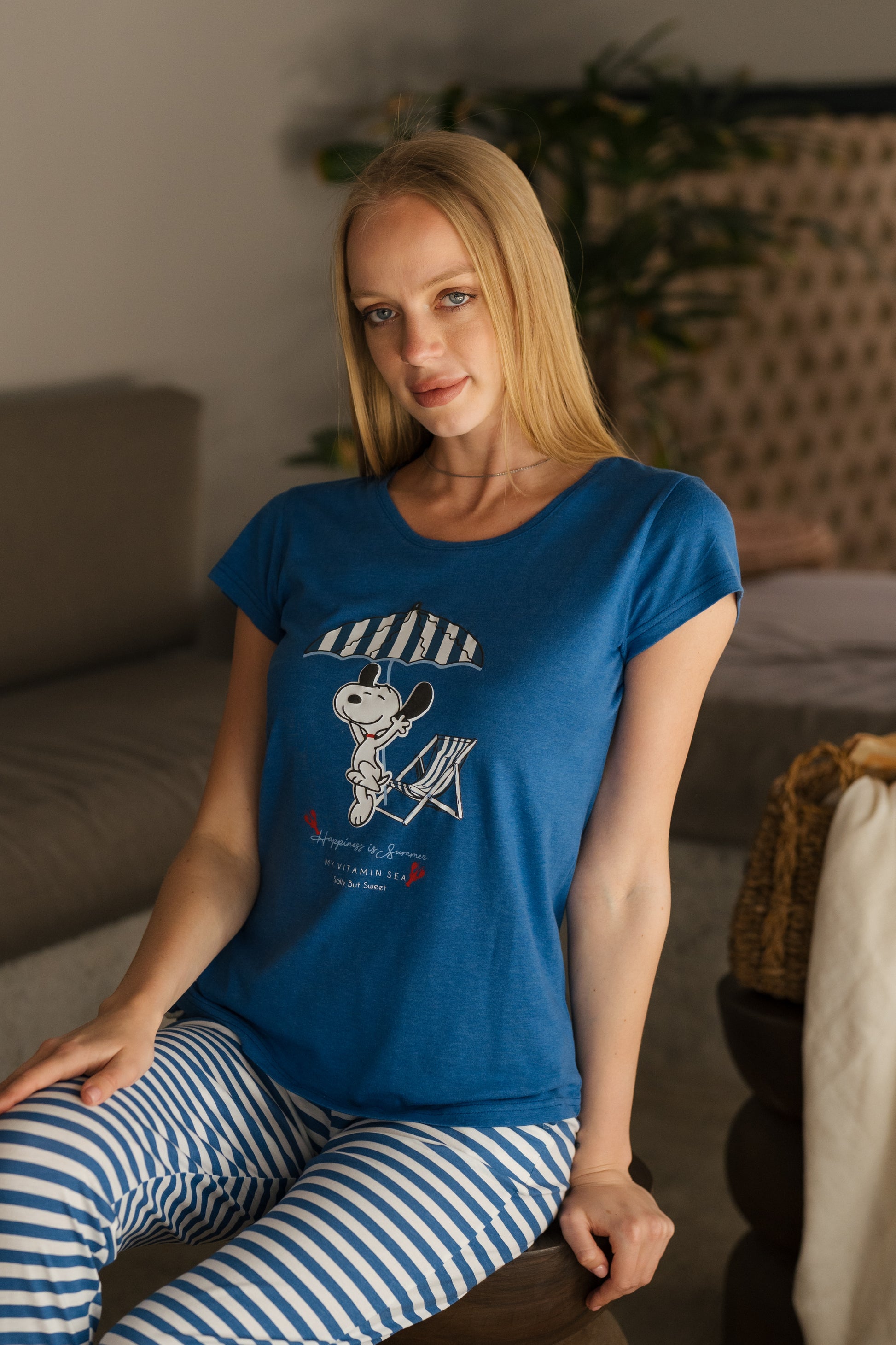 Happiens is summer بيجاما حريمي نص كم وبنطلون