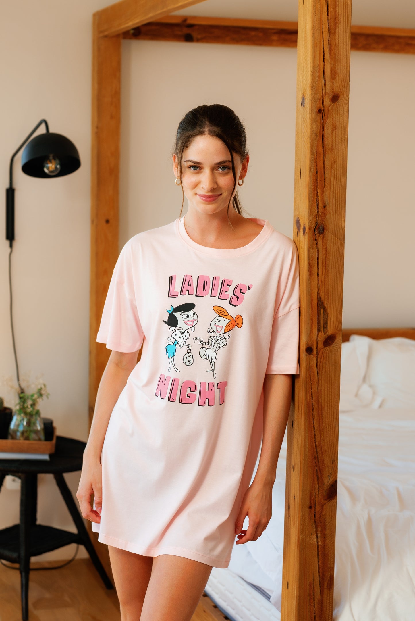 Women's Fun Nightshirt with Flintstones Print