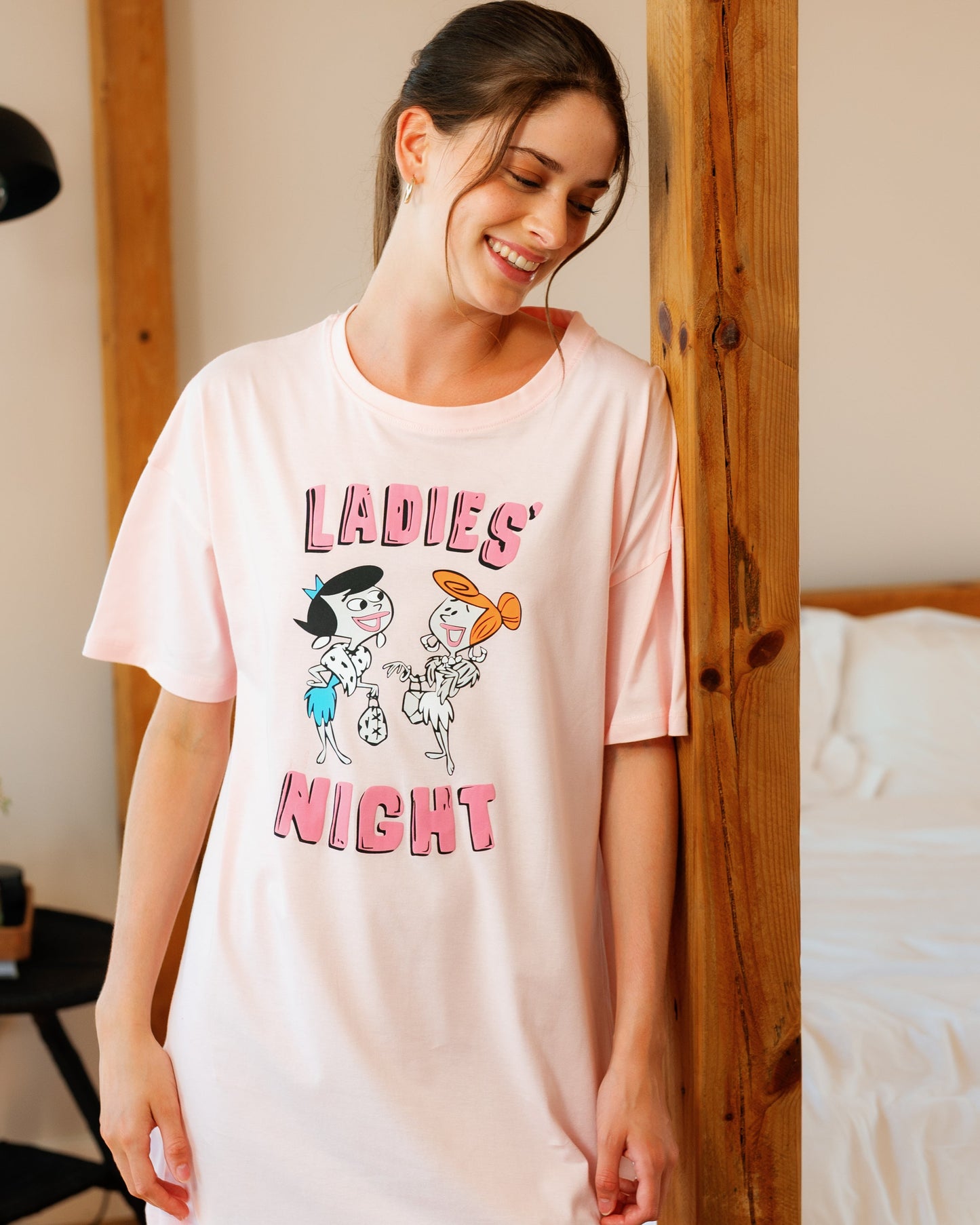 Women's Fun Nightshirt with Flintstones Print
