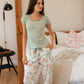 Cotton Modal Pants Pajamas with Large Flowers