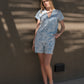 Blue Tropical Women's Button Up Pajamas