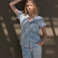 Blue Tropical Women's Button Up Pajamas