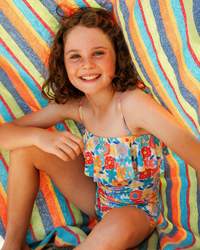 مايوه بناتي قطعه واحده ورد ملون