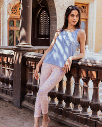 Women's top-cut bandeau pajamas with print on the side and Simone Rose leggings