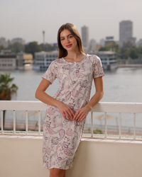 نايت شيرت حريمي نص كم قصير راوند مطبوع