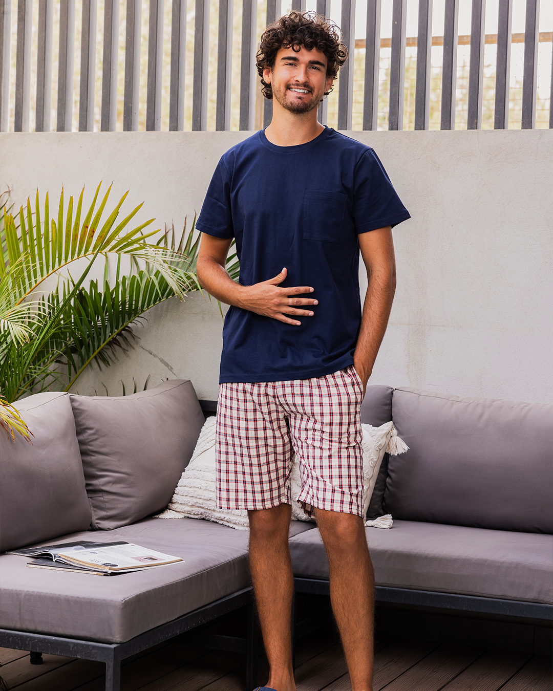 Plaid Pattern بيجاما رجالي شورت