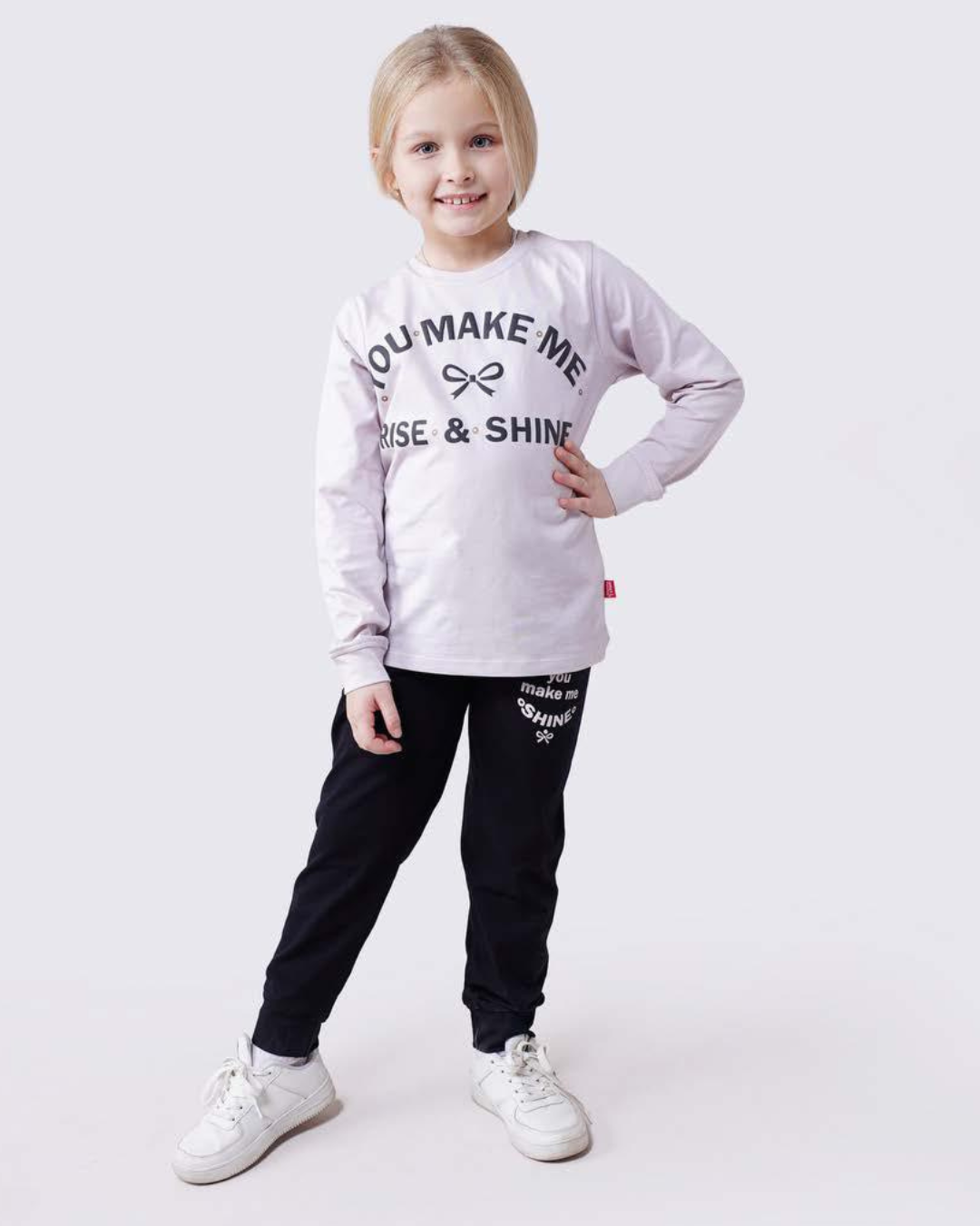 Lavender بيجامه بناتي توب براسولا بنطلون مطبوع سنجل ليكرا مطبوع