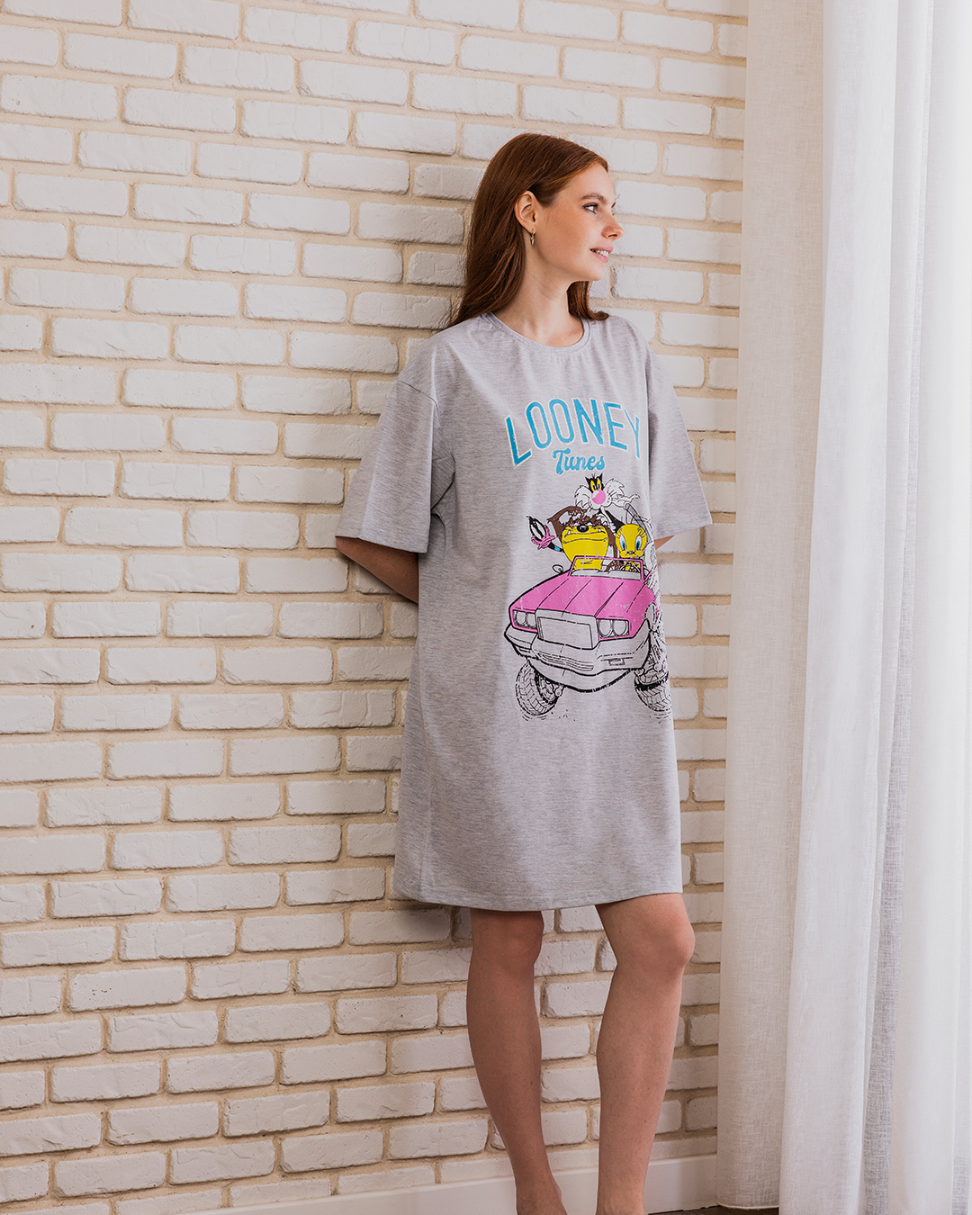 LOONEY TUNES Women's Night Shirt, Half Short Sleeve