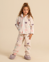 Girls pajama in colorful hearts