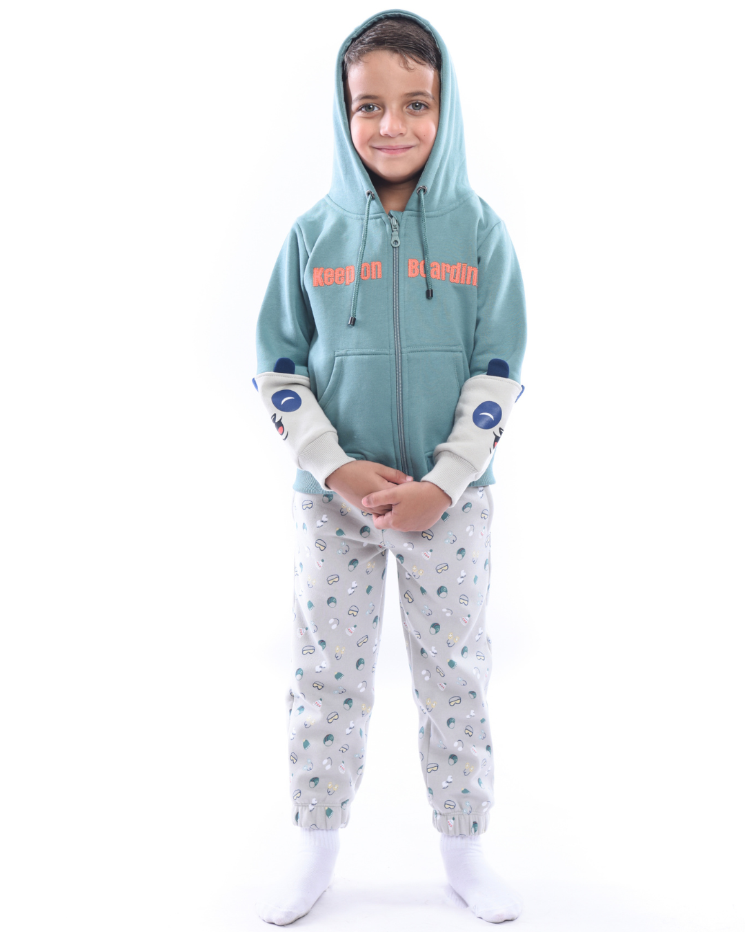 Winter Ga Pajamas for boys, jacket with capecon + printed pants