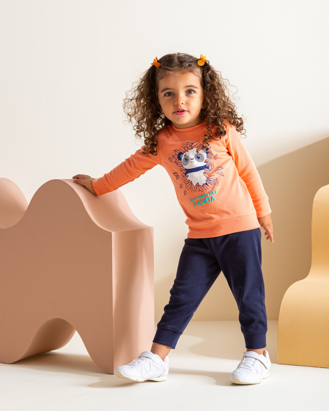 Panda  بيجامه بناتي  طقم طباعة انترلوك