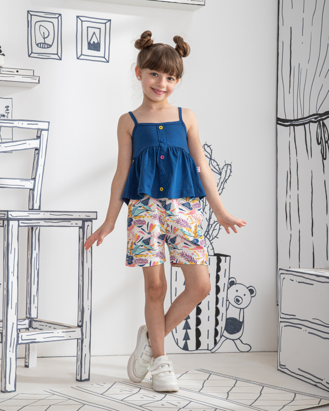 Tropical Summer بيجاما اطفالي بناتي توب حمالة *شورت