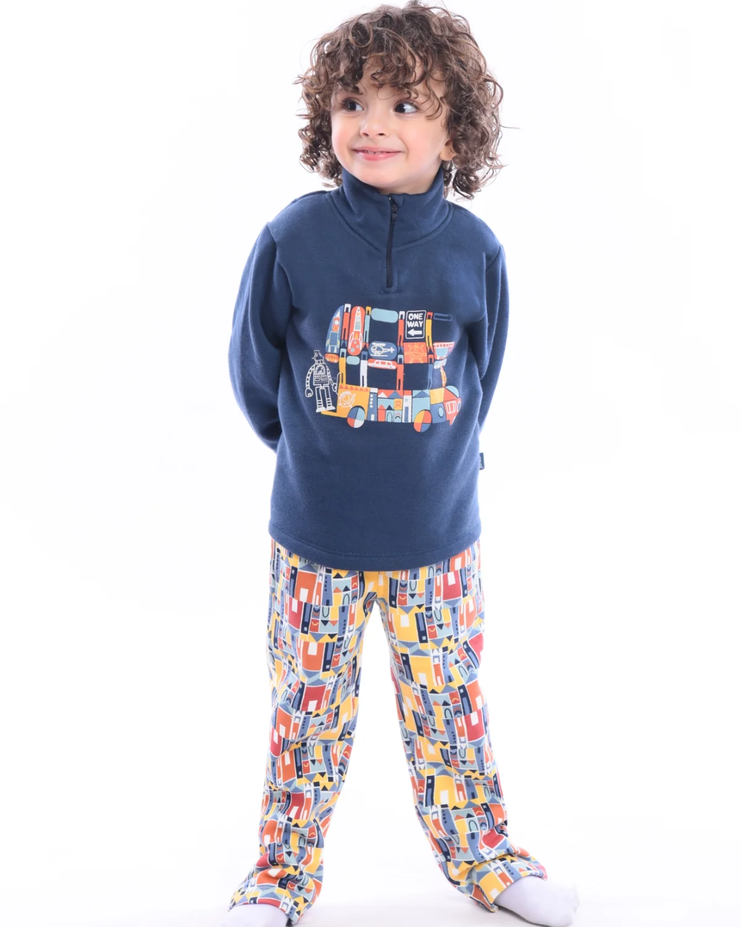 One Way بيجامه اولادي تيشيرت+بنطلون مطبوع