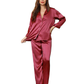 Women's pajamas with striped satin buttons
