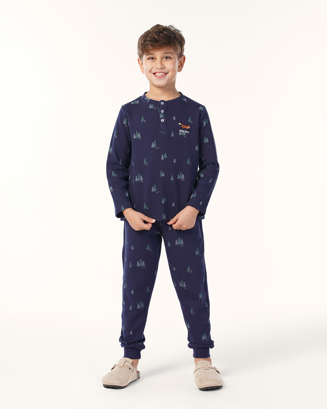 بيجاما بزراير أشجار الكريسماس