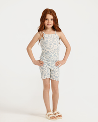 Sea Vibes Girls Strappy Pajama In Blue Shades