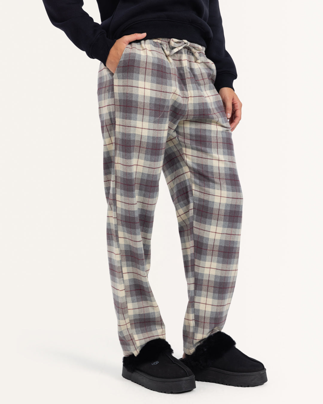 Plaid Pants In Beige And Red