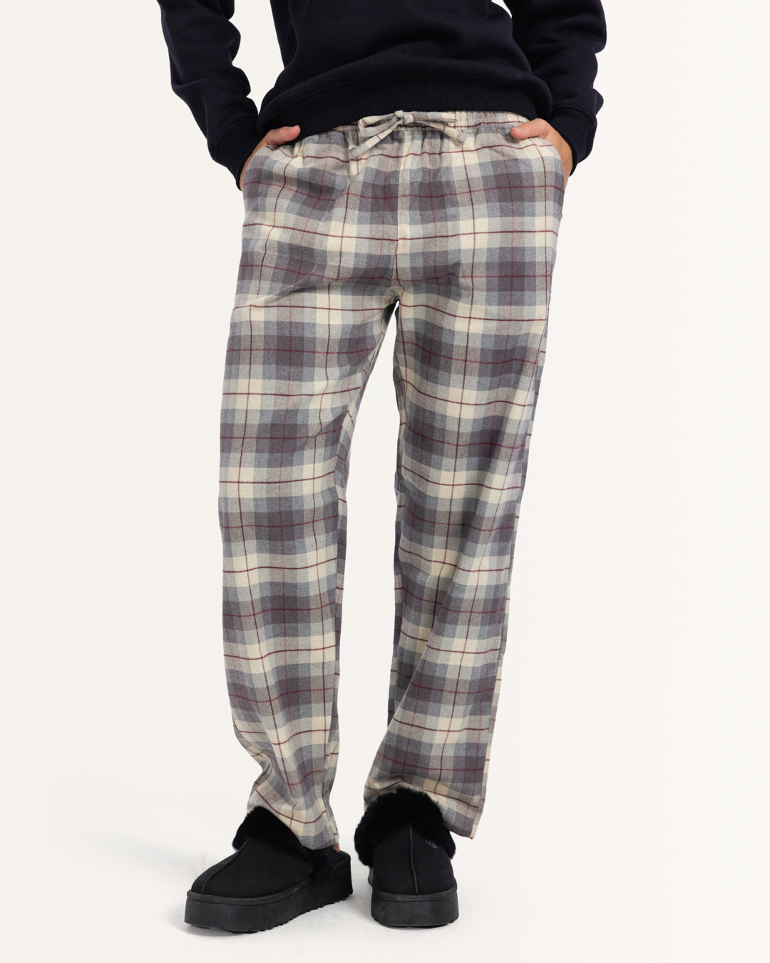 Plaid Pants In Beige And Red