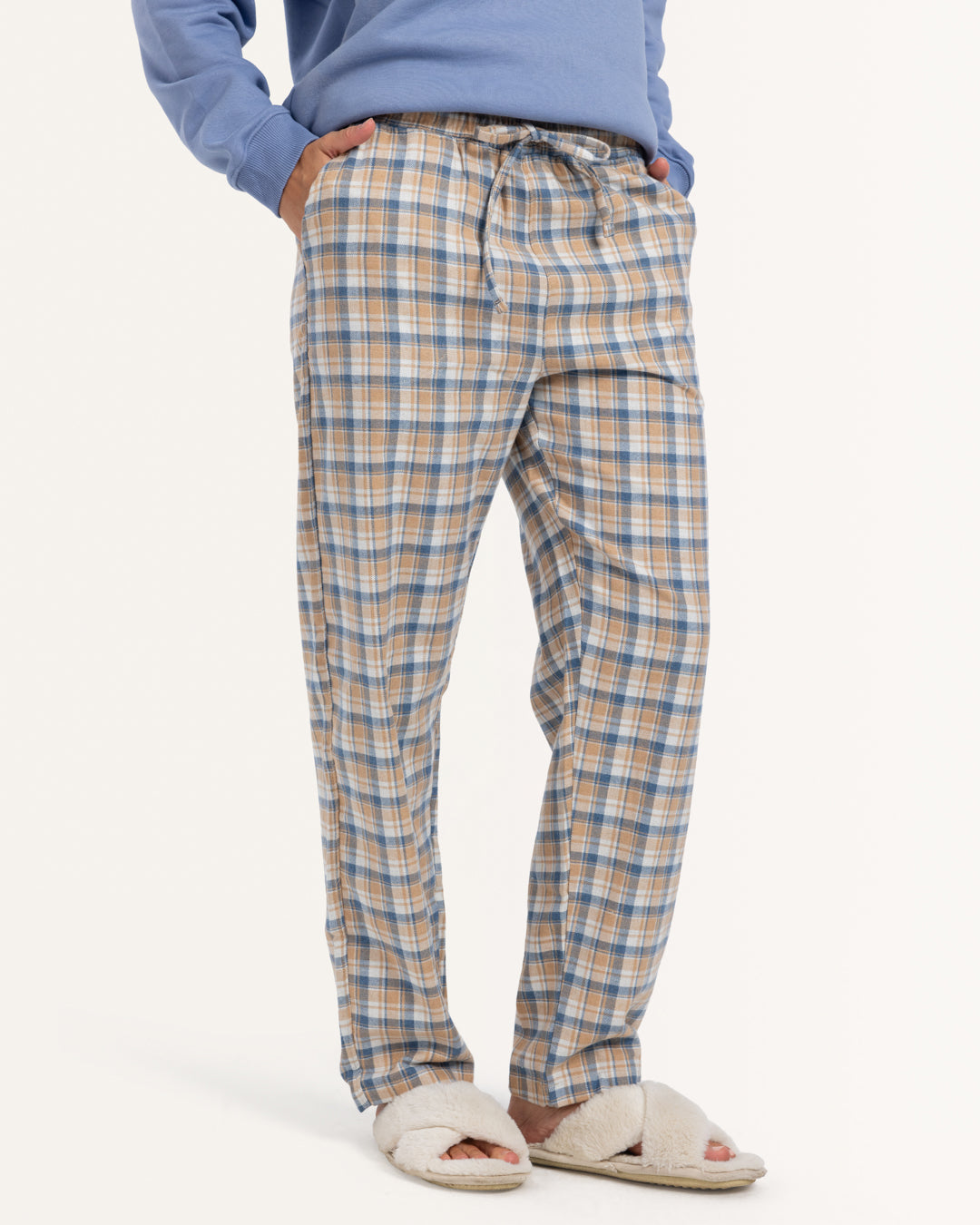 Light Indigo and Beige Plaid Pants – 2segypt