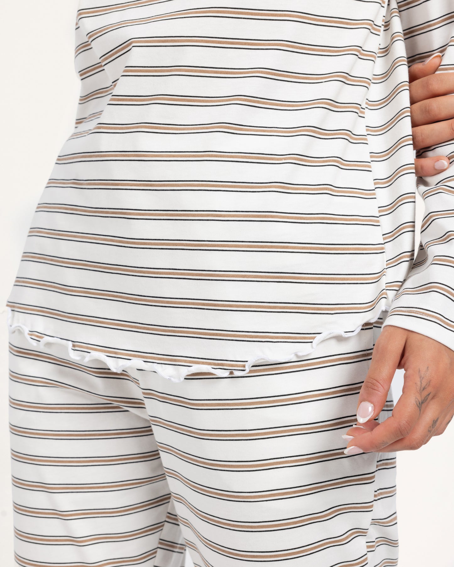 بيجاما بكم و بنطلون قطن خطوط