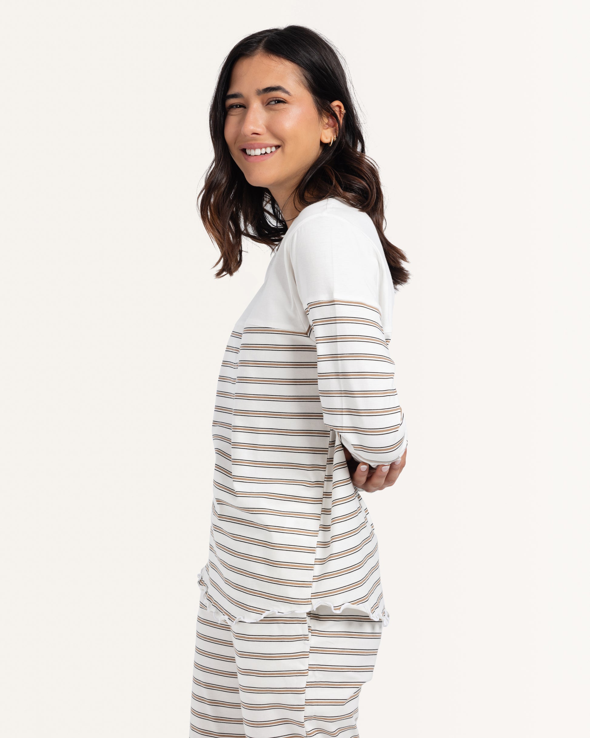 بيجاما بكم و بنطلون قطن خطوط