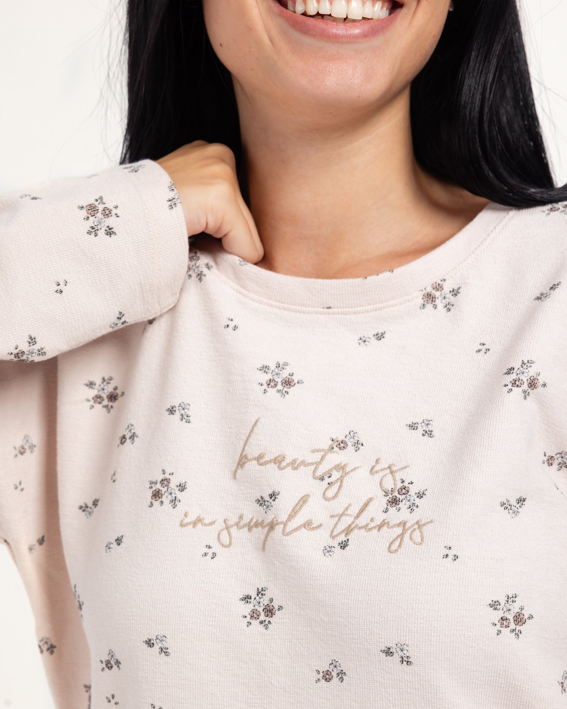 بيجاما بنطلون جاكارد و توب كُم طويل مطبوع