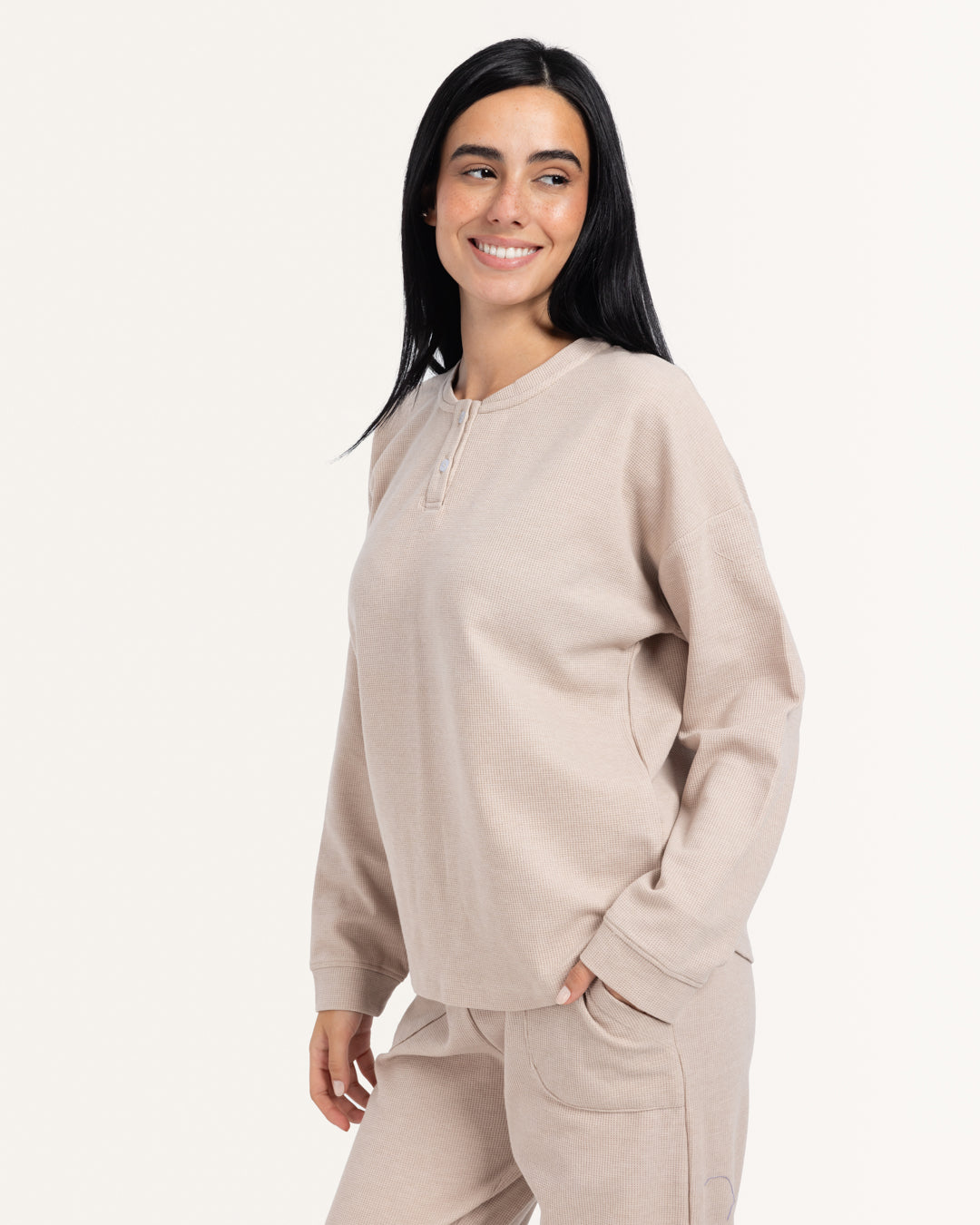 بيجاما بنطلون جاكارد كم طول دفئ الخريف