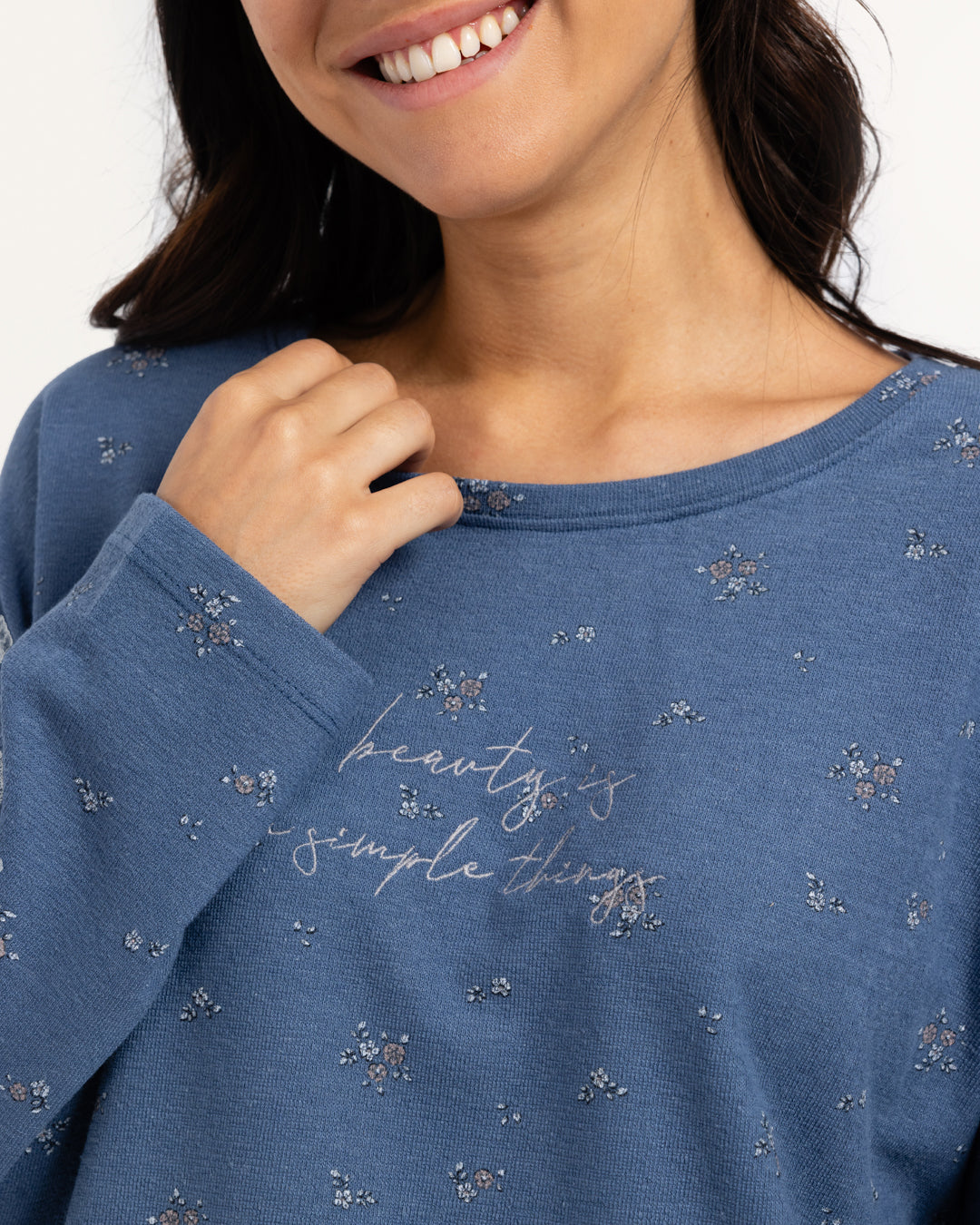 بيجاما بنطلون جاكارد و توب كُم طويل مطبوع