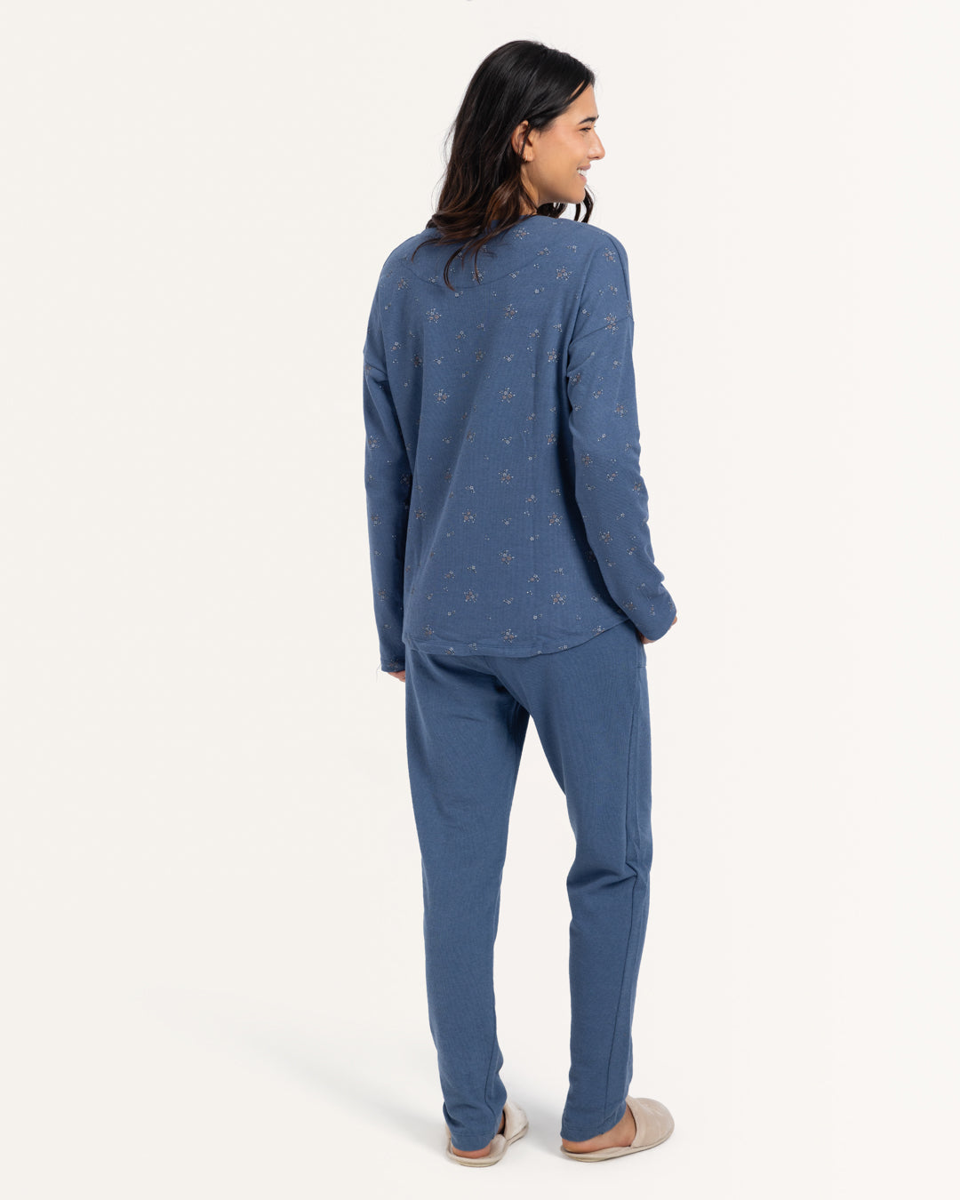 بيجاما بنطلون جاكارد و توب كُم طويل مطبوع