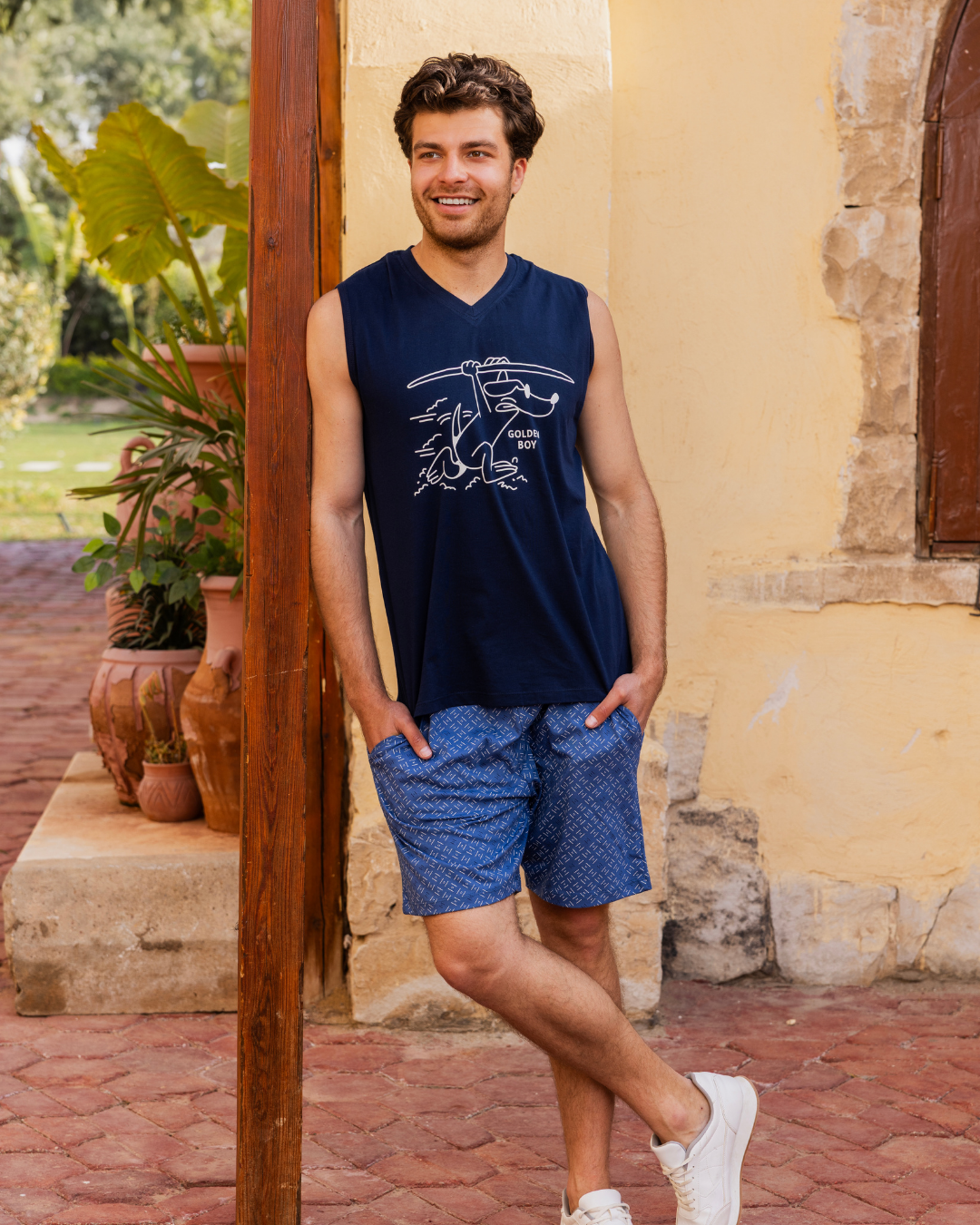 roads Men's pajamas and shorts with stripes and dots