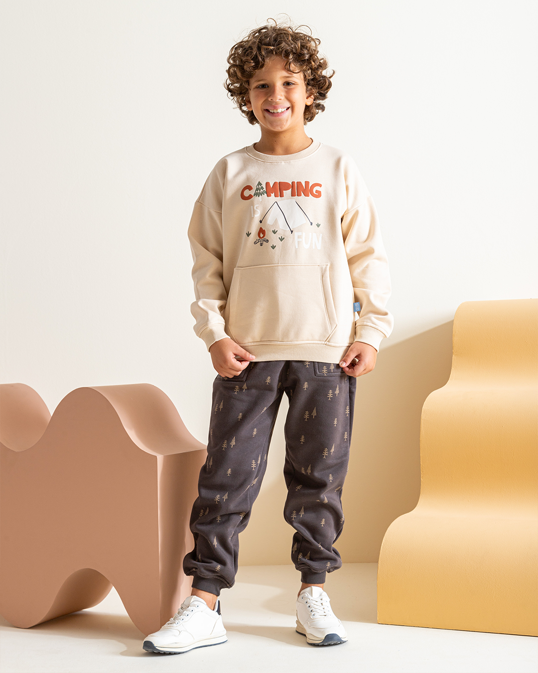 Camping is fun بيجاما أولادي كُم طويل