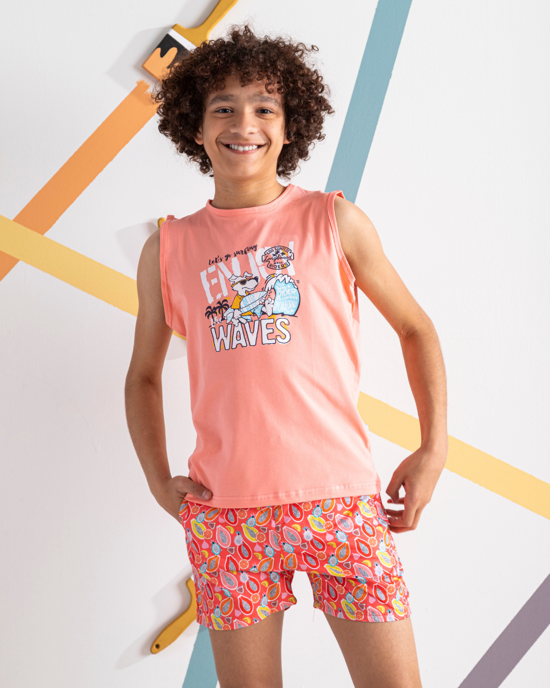 Enjoy Waves تيشرت اولادي كت قطن 100%