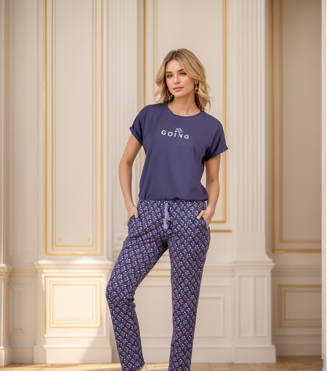 Going بيجاما حريمي نص كم و بنطلون