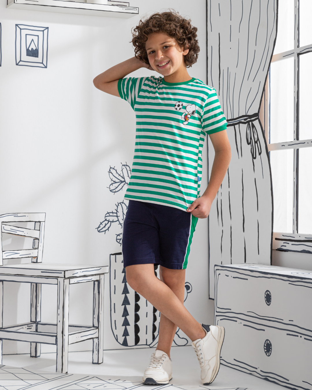 Snoopy Football بيجاما اطفالي اولادي نص كم وشورت