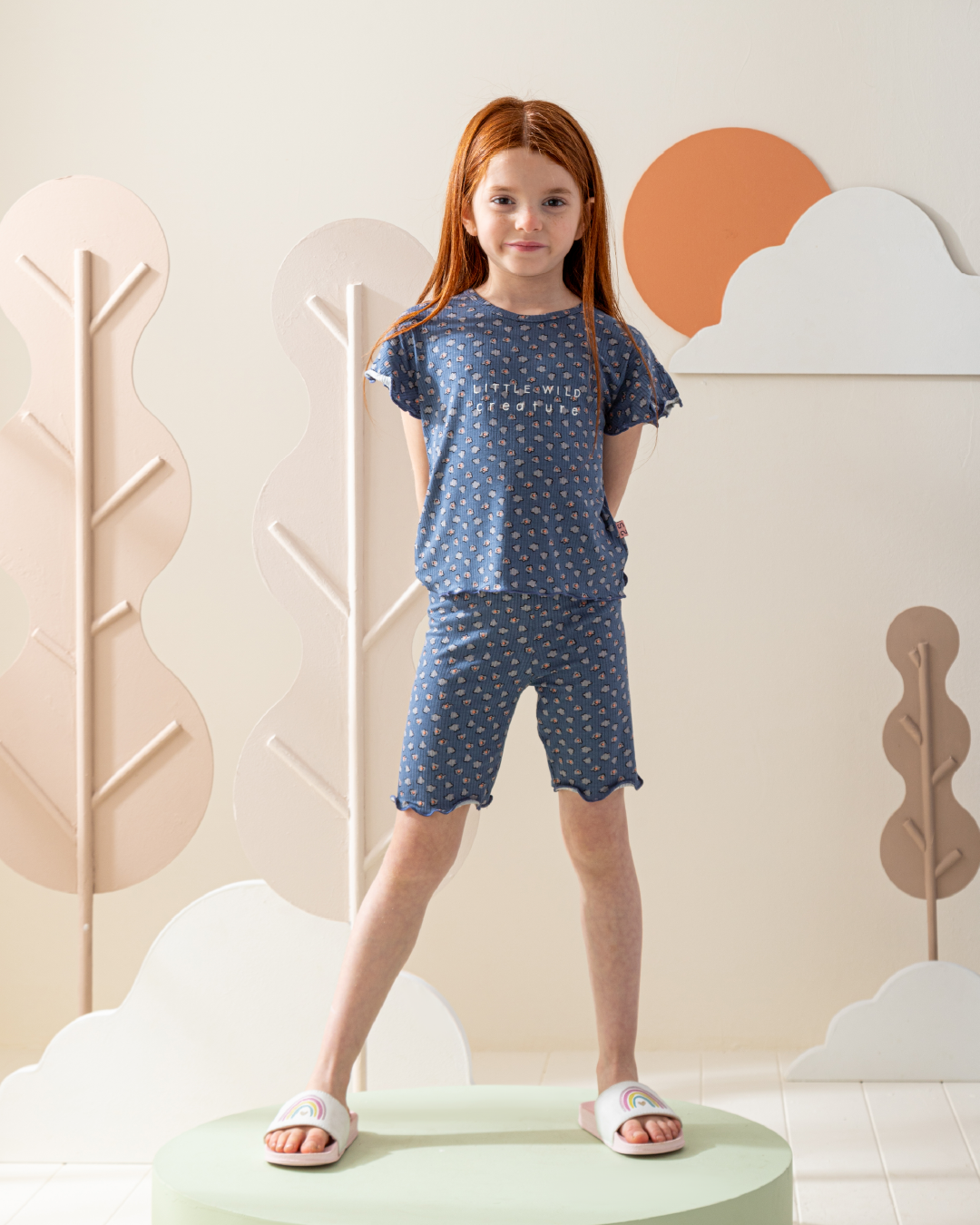 بيجاما شورت قطن مضلع كُم كورنيشة طباعه تايجر