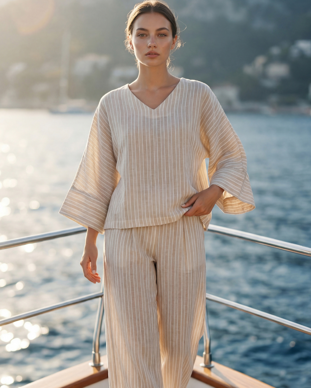 بيجاما حريمى كم مقلم بنطلون