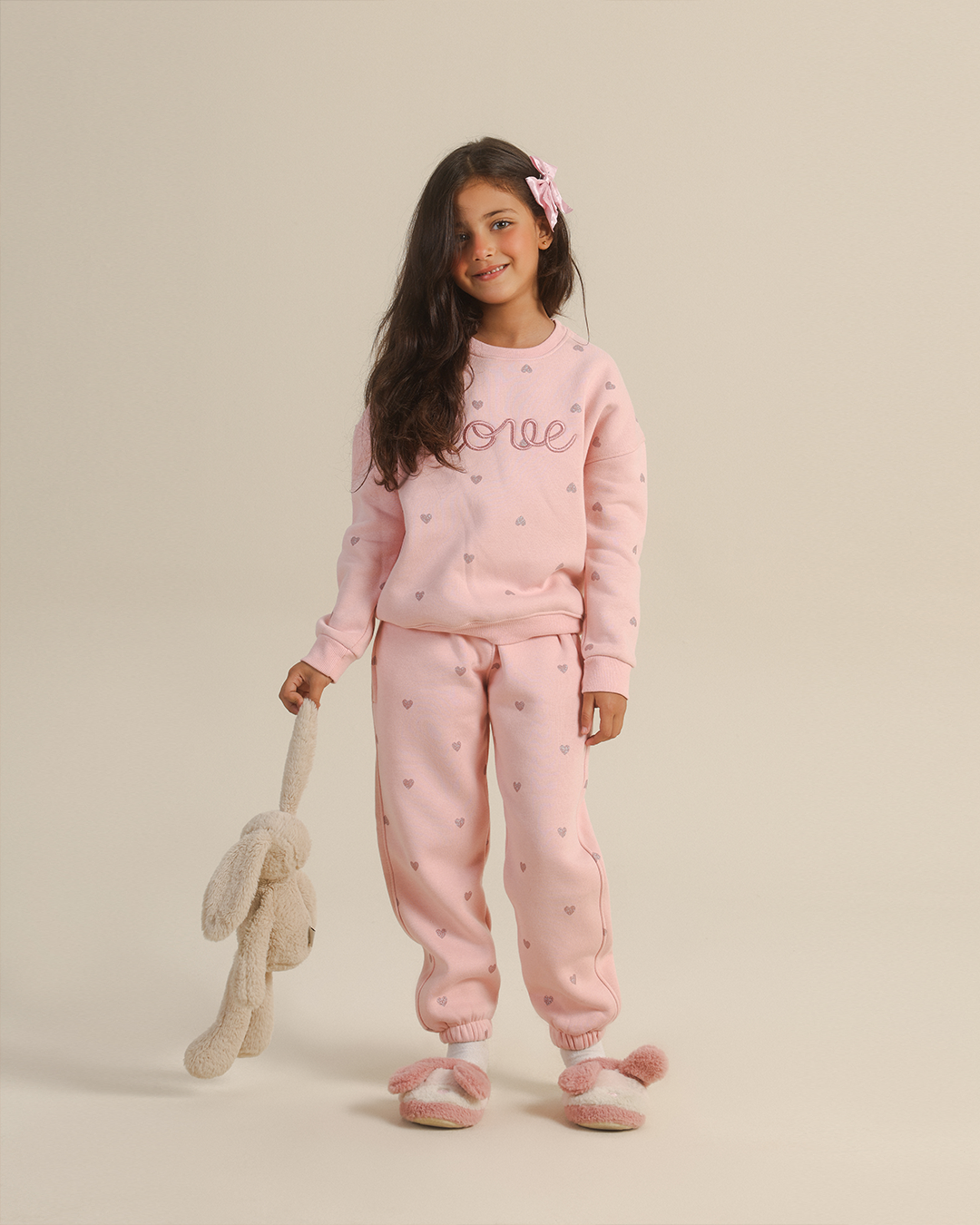 Girls' Heart Print Pants Pajamas