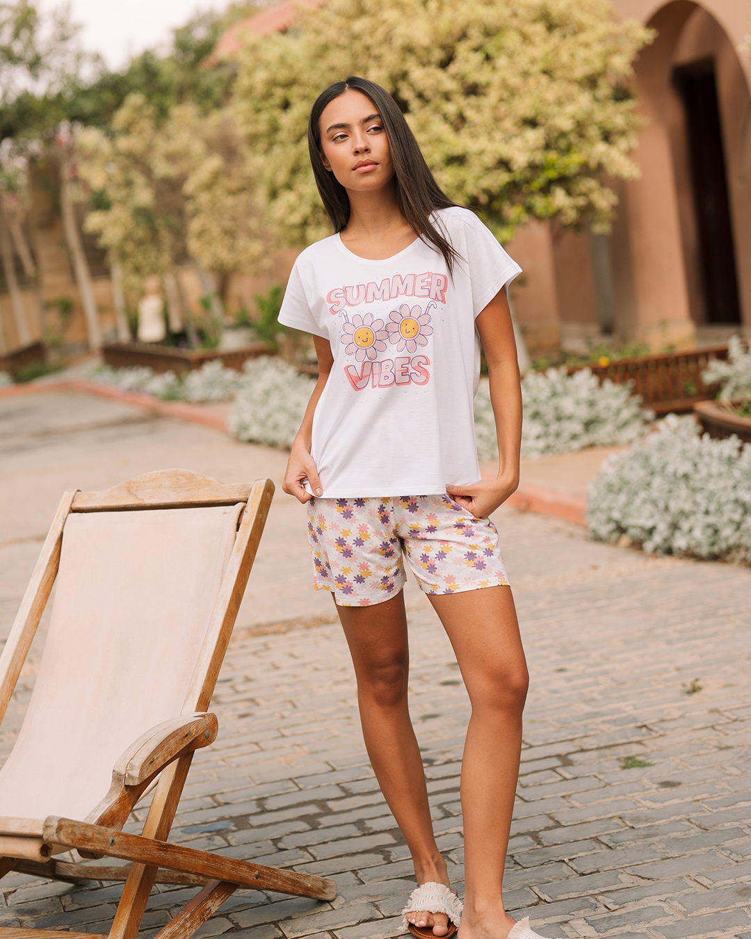 Summerبيجامه حريمي شورت طباعة