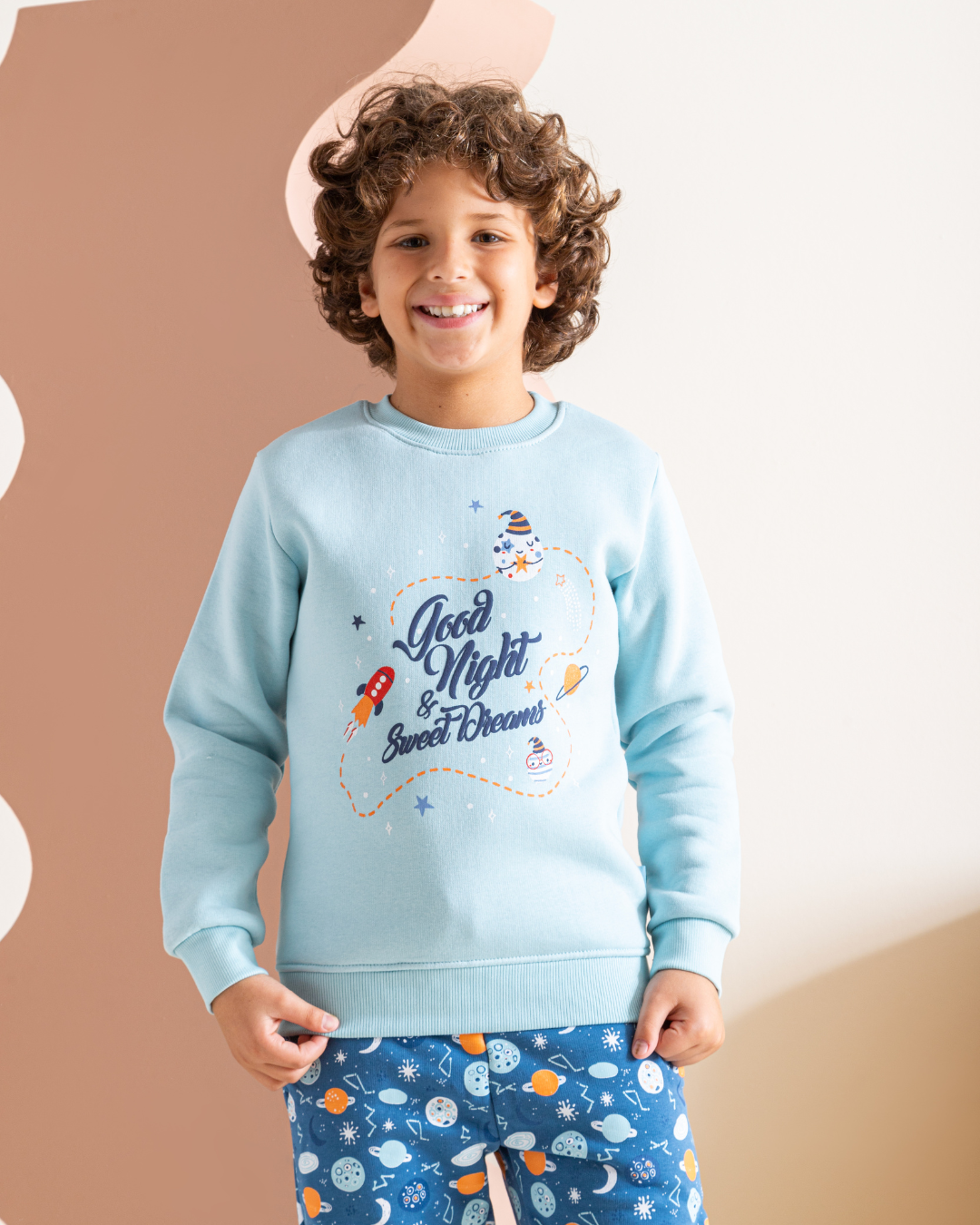 Sweet Dreams Children's pajamas for boys, plain, with printed Milton
