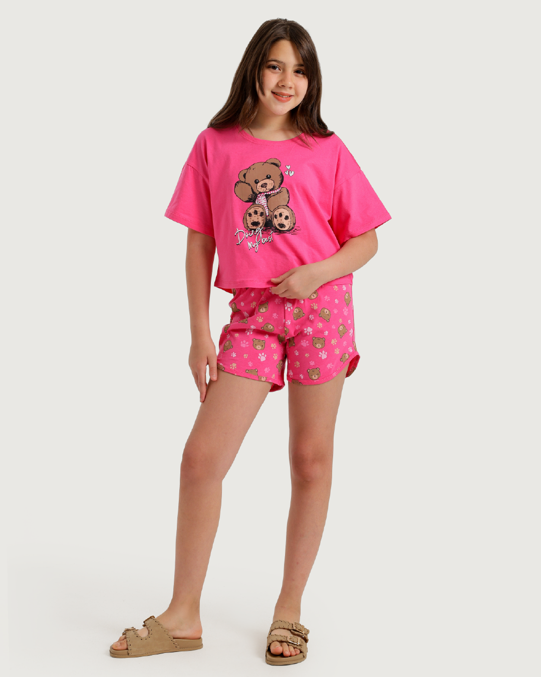 Teddy bear بيجاما بناتي اوفر سايز وهوت شورت