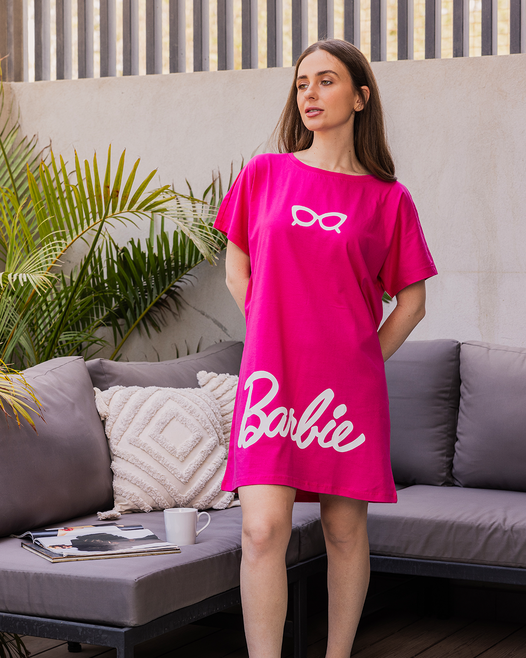 Barbie قميص حريمي اوفر سايز مطبوع باربي