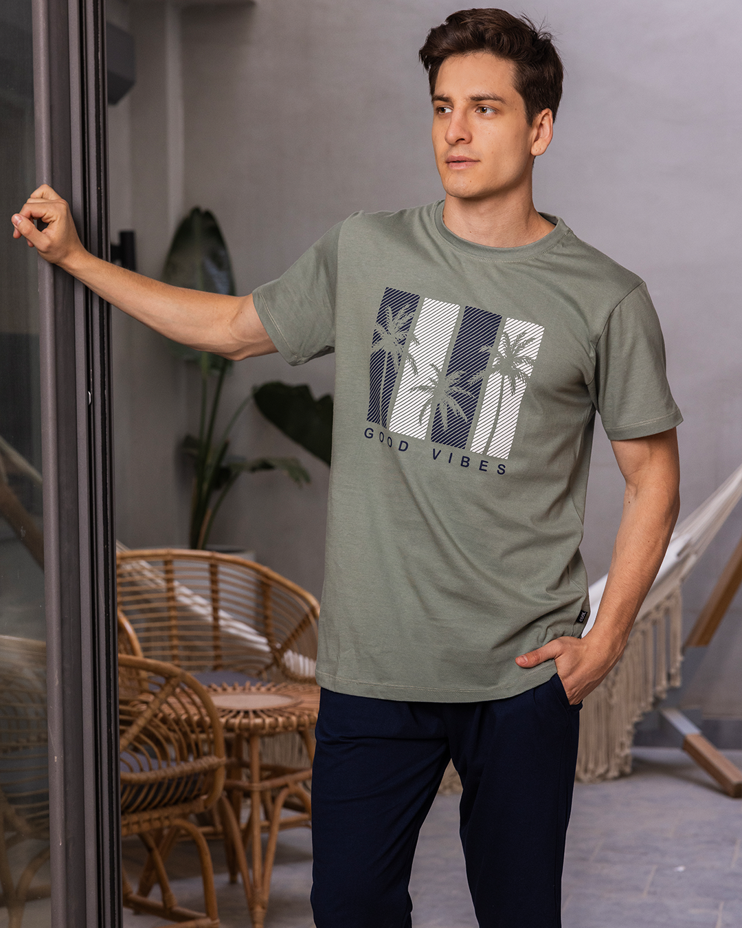 Pentacor Good vibes Men's pajamas, half sleeves, round neck