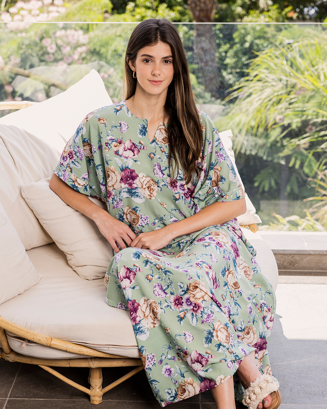 126 قميص فسكوز نص كم  مشجر