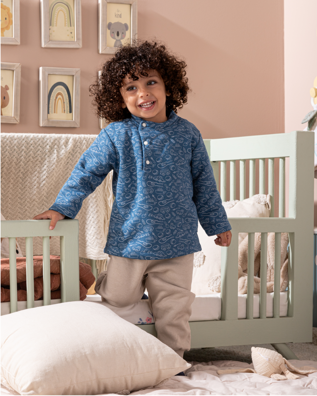 Break the rules بيجامه اولادي بيبي بكم وبنطلون مطبوع