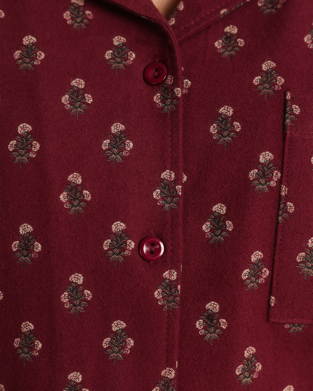 Vintage flower Women Classic Pajama in Burgundy