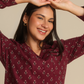 Vintage flower Women Classic Pajama in Burgundy