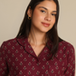 Vintage flower Women Classic Pajama in Burgundy