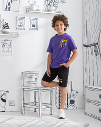 Boys' single lycra pajamas and brassiere top with print on the bodice and back