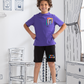 Boys' single lycra pajamas and brassiere top with print on the bodice and back